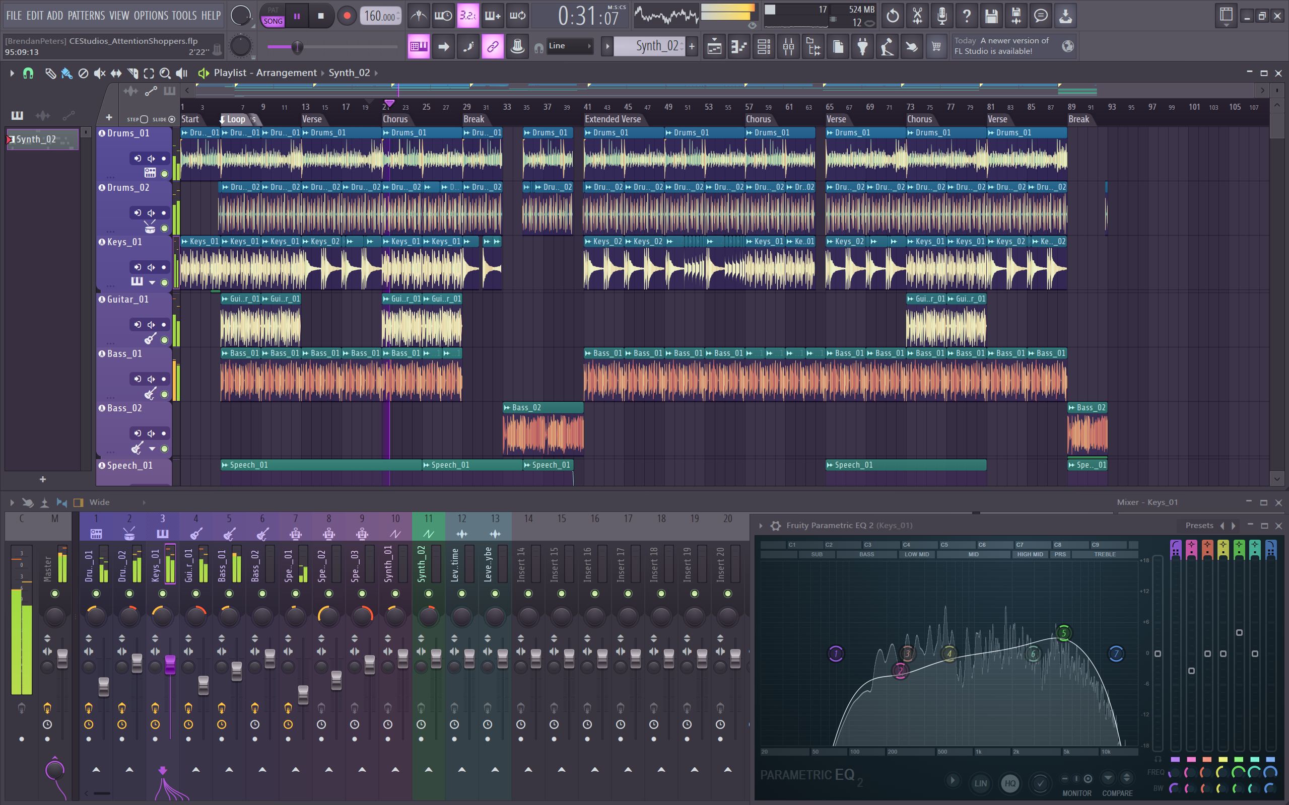 Screenshot of FL Studio Timeline